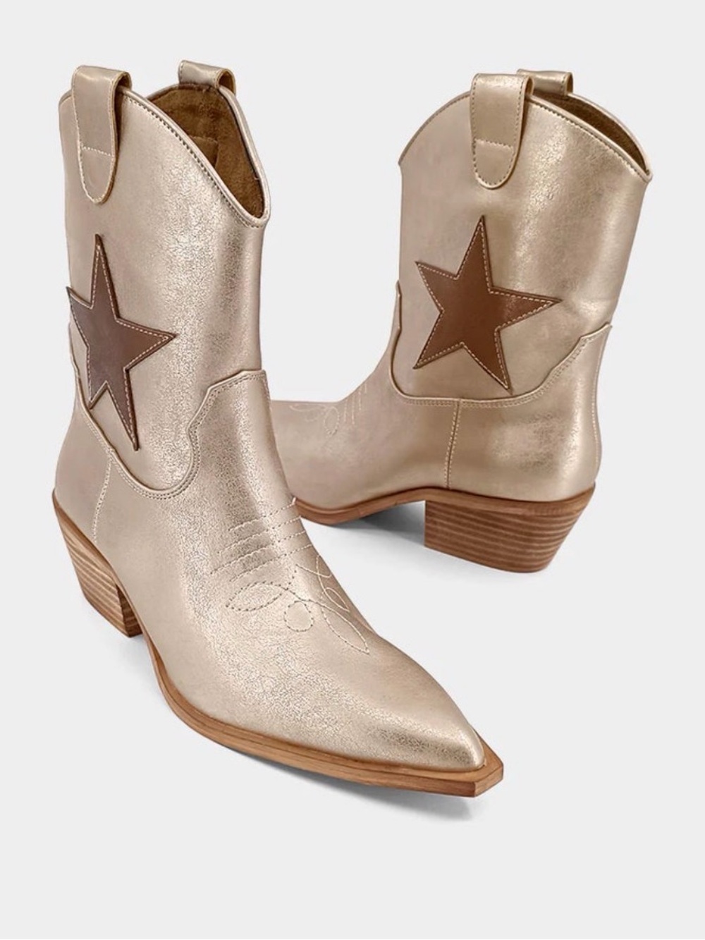 NEW IN BOX ShuShop Zurich Gold Western Heeled Cowboy Boots